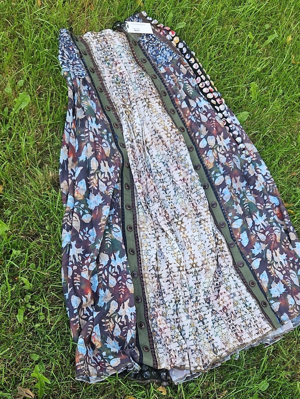 Bryn Lars Boho Patchwork Printed Maxi Skirt in Multicolor, Size 2